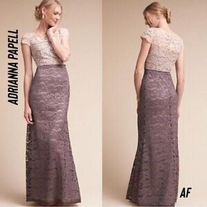 ADRIANNA PAPELL COLOR BLOCK LACE MAXI GOWN NEW SIZE 6